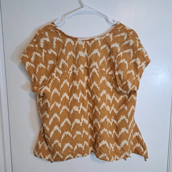 7 For All Mankind Women’s Yellow White Hand Woven Linen Blouse Size Small - Picture 2 of 6
